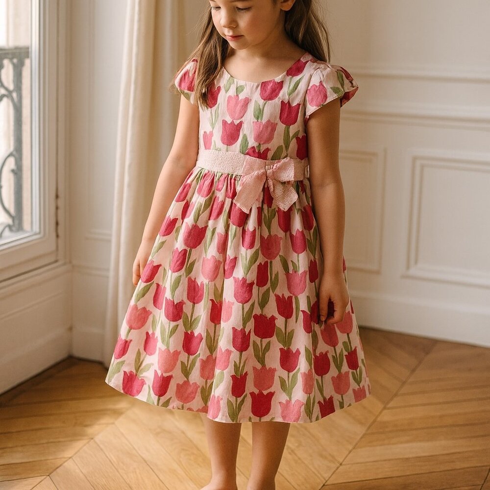 Gymboree Pink Tulip Print Fit & Flare Dress 2